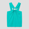D&eacute;bardeur col avec anneau vert femme