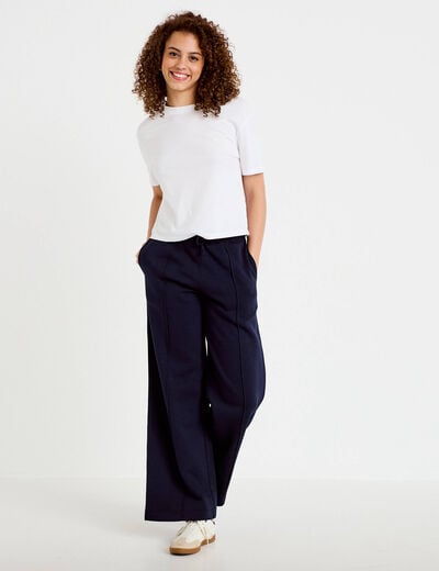 Pantalon large style jogging bleu marine femme