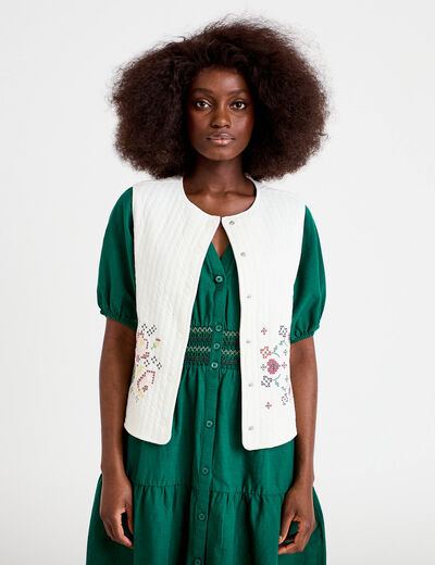 Veste oversize sans manches ecru femme