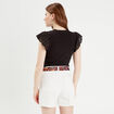 T-shirt manches courtes côtelé noir femme