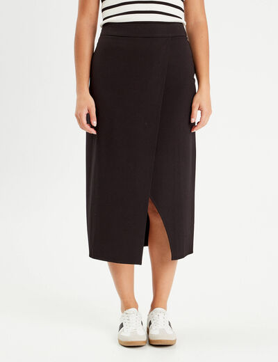 Jupe midi droite noir femme