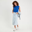 T-shirt sans manches brodé bleu electrique femme