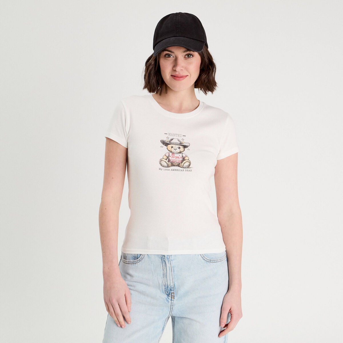 T-shirt manches courtes ecru femme