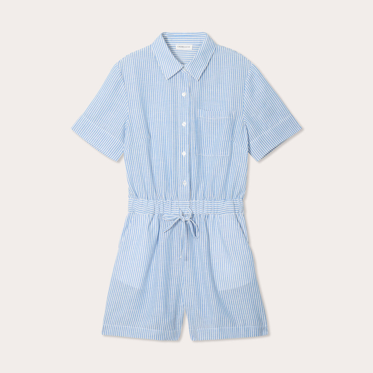 Combishort manches courtes bleu ciel femme