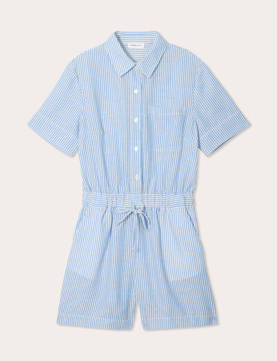 Combishort manches courtes bleu ciel femme