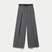 Pantalon large avec ceinture amovible gris clair femme