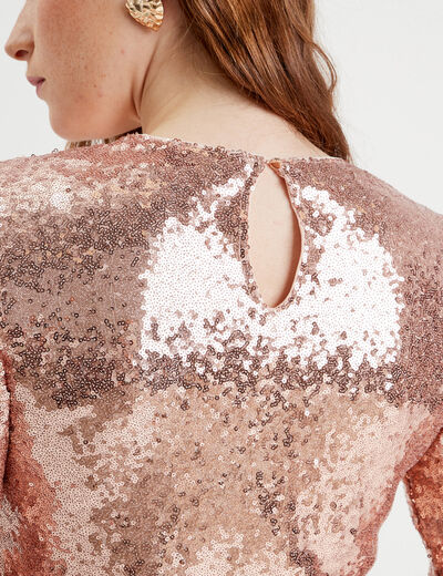 T-shirt avec sequins rose champagne femme