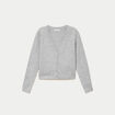 Gilet col v manches longues gris fonc&eacute; femme