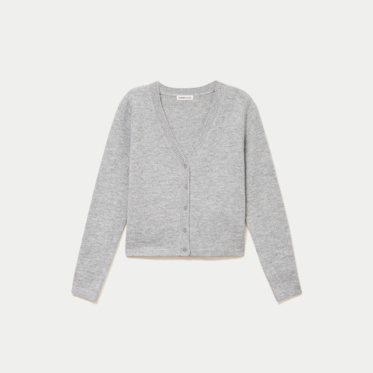 Gilet col v manches longues gris fonc&eacute; femme