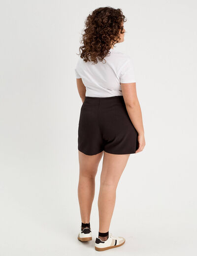 Jupe-short droite fentes noir femme