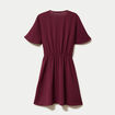 Robe courte &eacute;vas&eacute;e col v manches courtes bordeaux femme