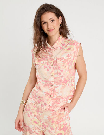 Chemise sans manches beige femme