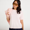 T-shirt col rond manches courtes rose clair femme