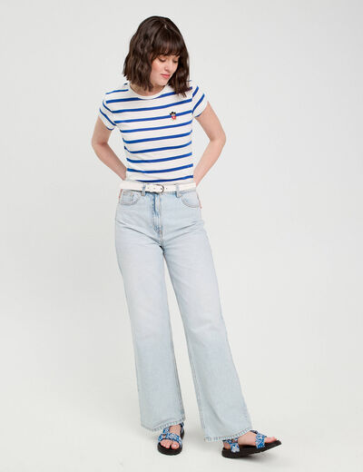 T-shirt manches courtes bleu femme