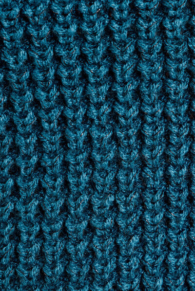 Pull manches longues bleu pétrole femme
