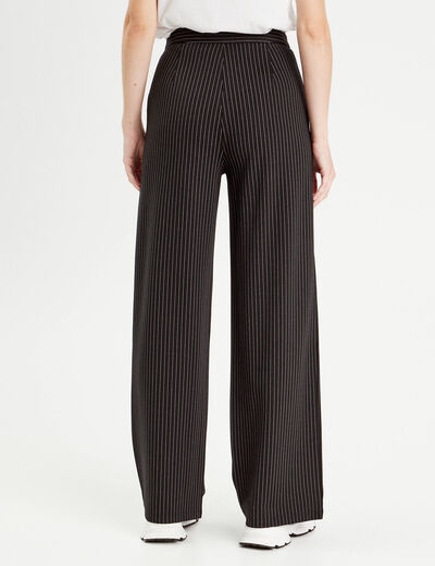 Pantalon jambe large noir femme