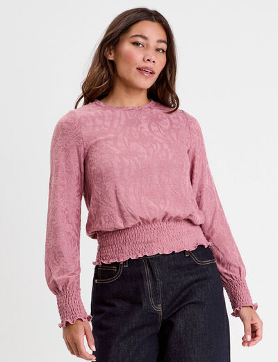 Blouse manches longues vieux rose femme