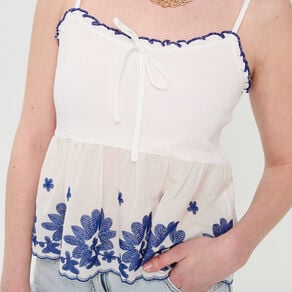 debardeur brode ecru femme Débardeur brodé ecru femme