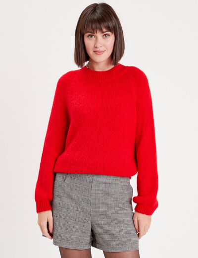 Pull manches longues rouge femme