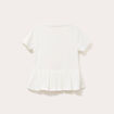 Top col rond manches courtes ecru femme
