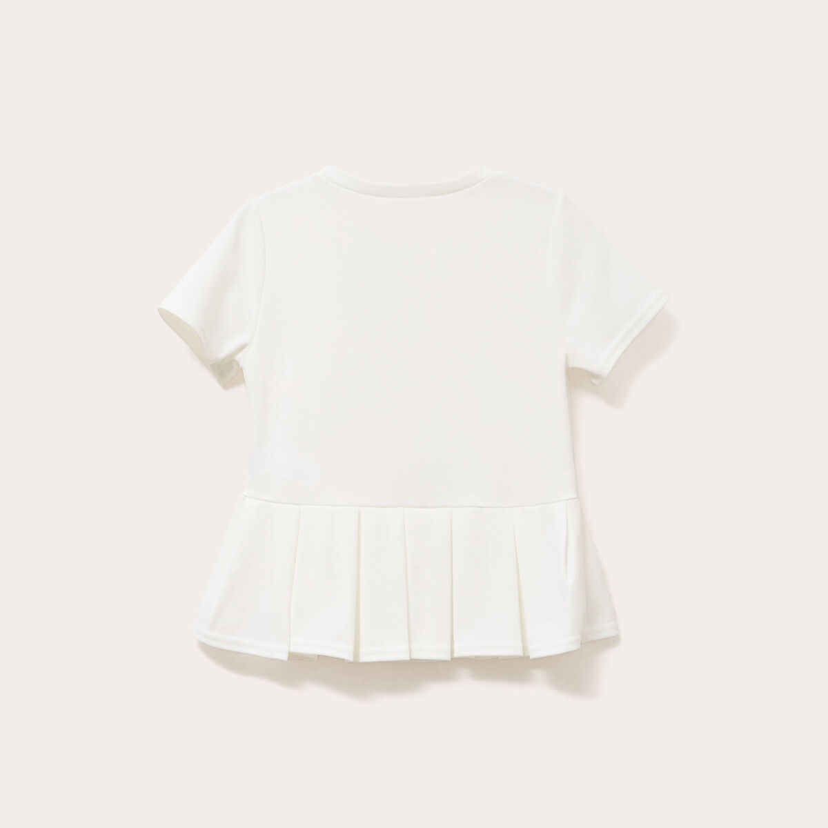 Top col rond manches courtes ecru femme