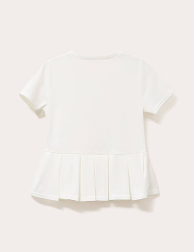 Top col rond manches courtes ecru femme