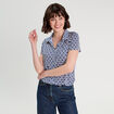 Blouse manches courtes bleu electrique femme