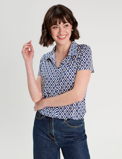 Blouse manches courtes bleu electrique femme