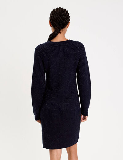 Robe pull d&eacute;tails de boutons bleu marine femme