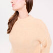 Pull oversize col rond manches longues jaune paille femme