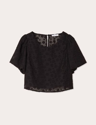 Blouse manches courtes noir femme