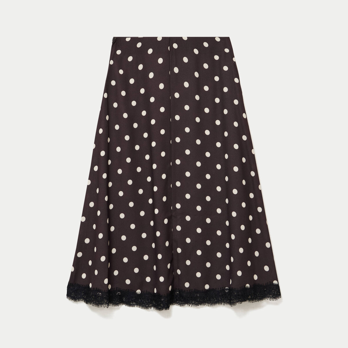 Jupe &eacute;vas&eacute;e 3/4 en dentelle marron femme