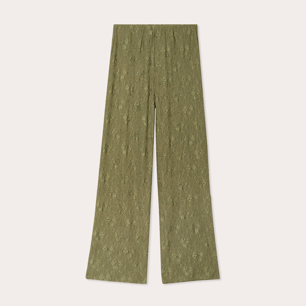 Pantalon large ajouré vert kaki femme