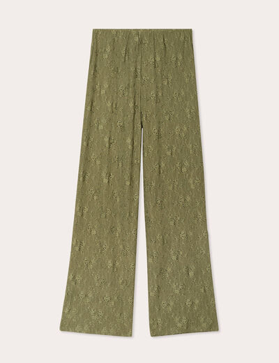 Pantalon large ajouré vert kaki femme