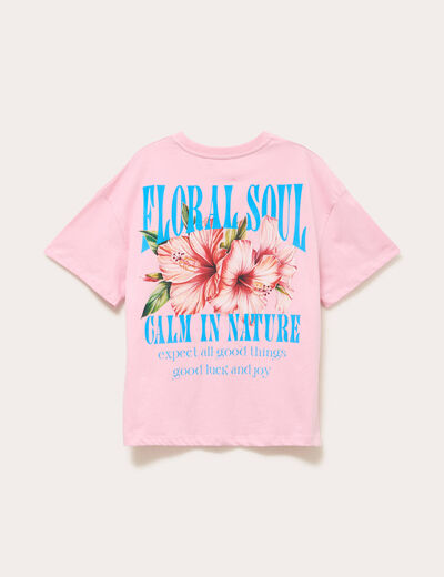 Top oversize manches courtes longues rose poudr&eacute;e femme