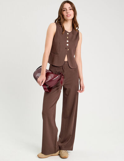 Veston sans manches marron chocolat femme