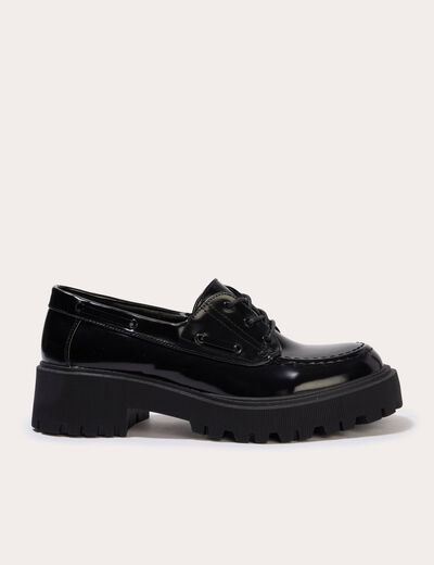 Mocassins &agrave; talon noir femme