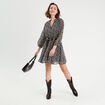 Robe évasée manches 3/4 noir femme
