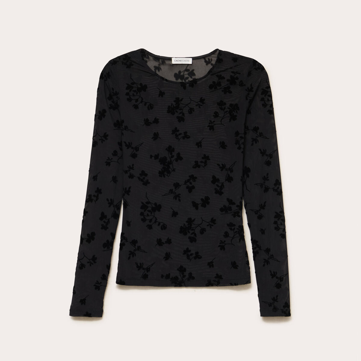 T-shirt ajust&eacute; manches longues noir femme