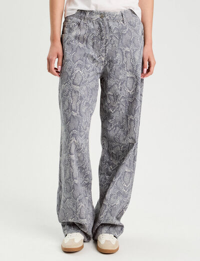 Pantalon ballon large bleu gris femme