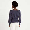 Pull col bateau manches longues bleu marine femme