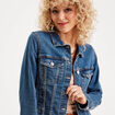 Veste droite en jean denim stone femme