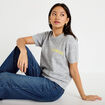 Pull ample manches courtes gris clair femme