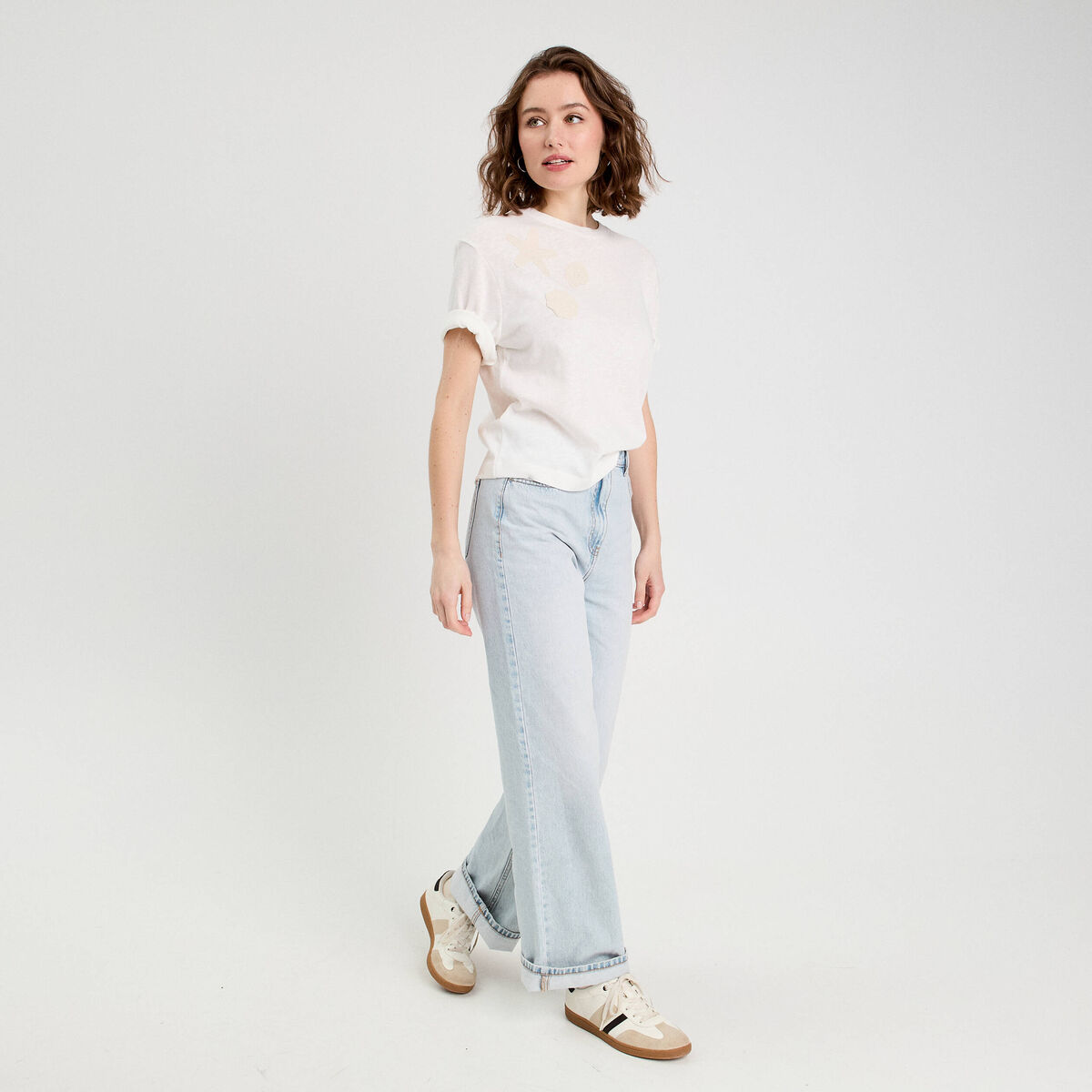 T-shirt manches courtes ecru femme