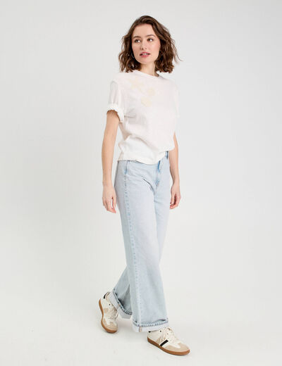 T-shirt manches courtes ecru femme