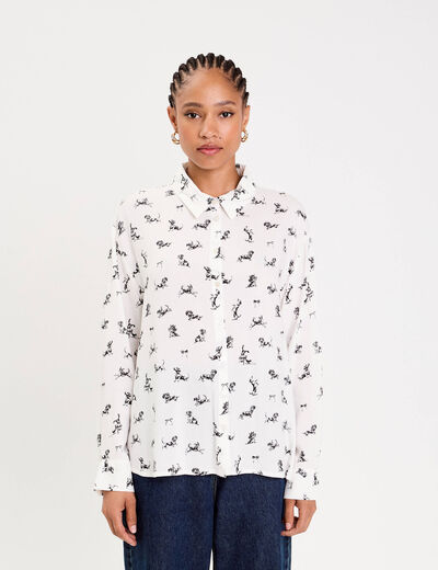 Chemise droite longue blanc femme