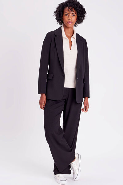 Pull avec col polo beige femme