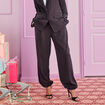 Pantalon bouffant taille standard marron femme