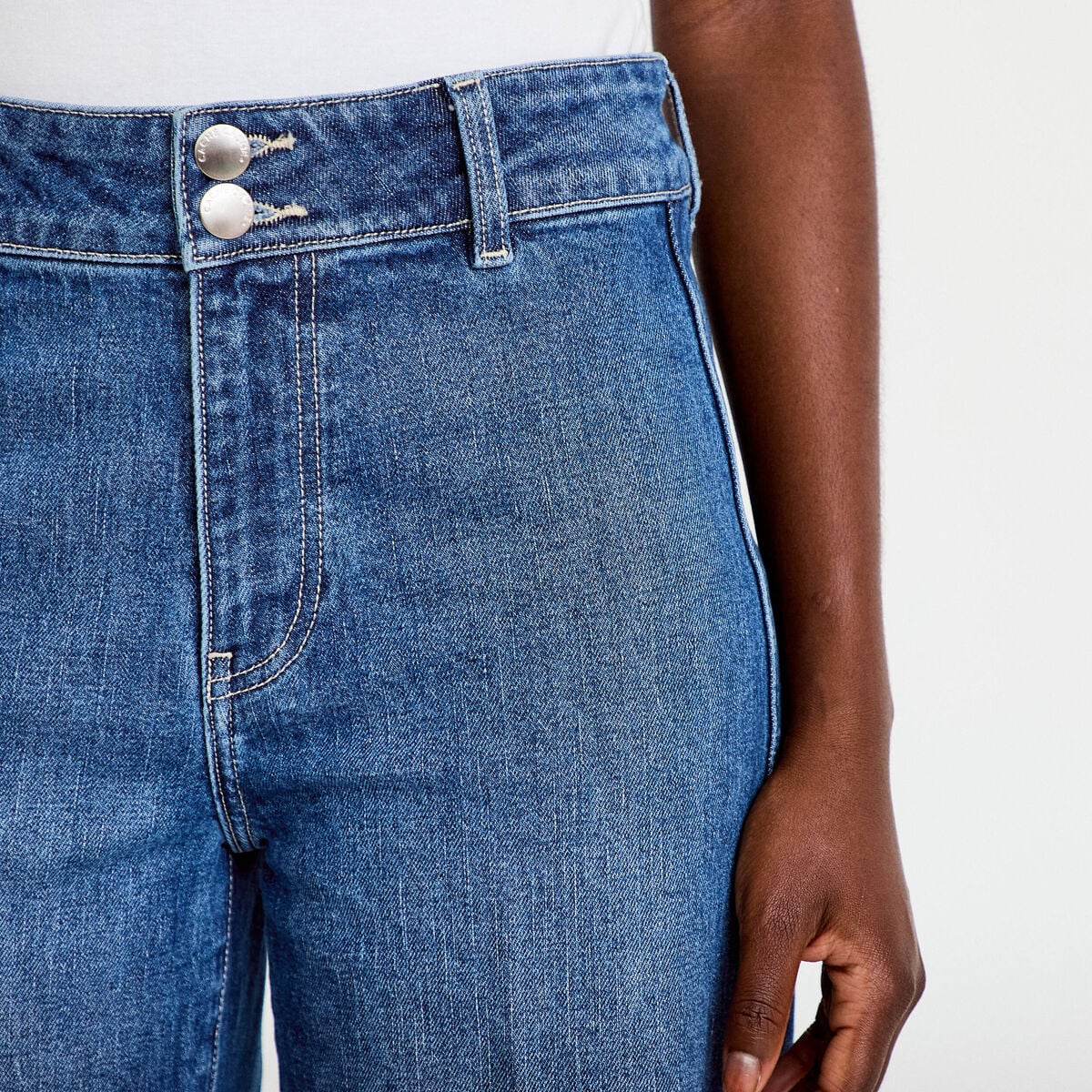 Jean wide leg taille haute denim double stone femme