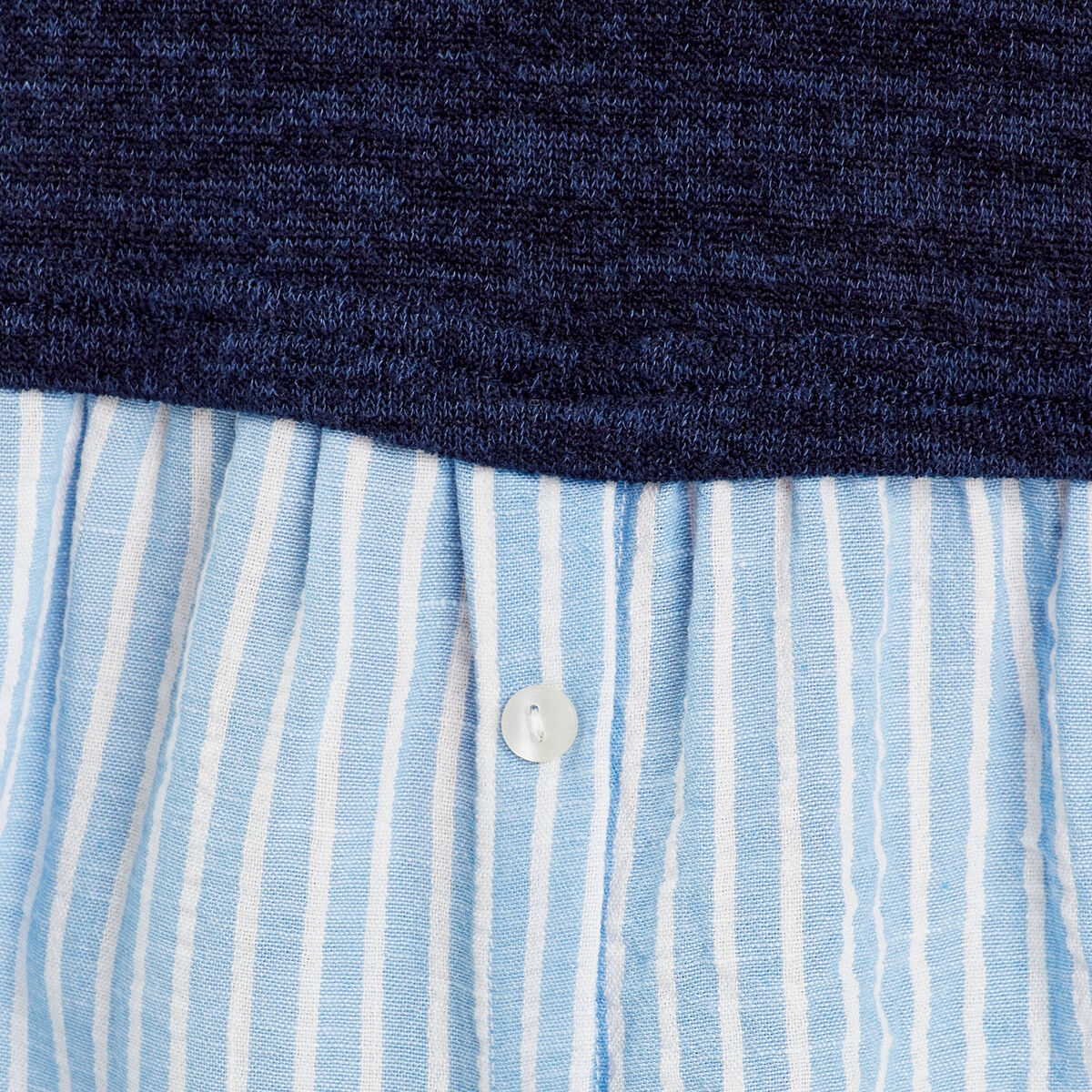 Pull effet 2-en-1 chemise bleu marine femme